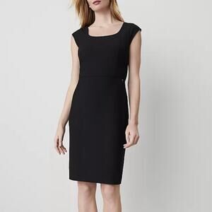 Ann Taylor The Scoop Neck Sheath Dress Sz 10 Black Stretch Career Corporate NEW